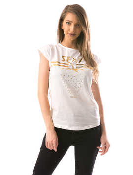 Tricou Dama SexyStrawberry Alb